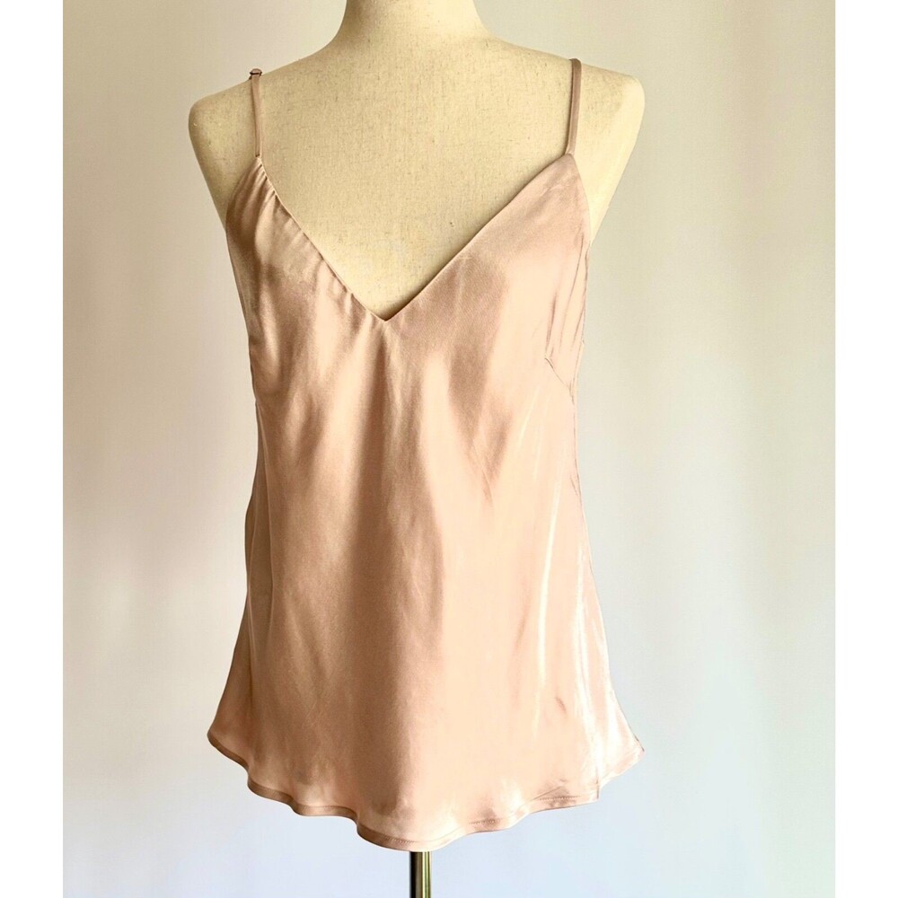 Champagne colored Camille satin camisole cami top by Chloé Kristyn, Size Medium